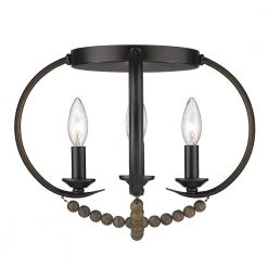 Flori 4-Light Matte Black Espresso Wood Beads Flush Mount Light by Golden Lighting -Golden Lighting Shop matte black espresso wood beads golden lighting flush mount lights 8320 fm blk ewb c3 1000