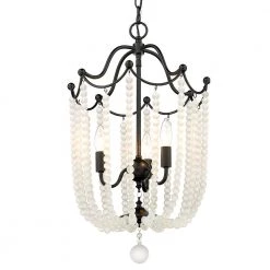 Tiara 3-Light Matte Black Frosted Crystal Beads Pendant by Golden Lighting