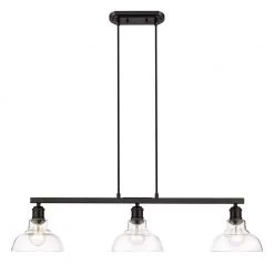 Carver 3-Light Matte Black Linear Pendant with Glass Shade by Golden Lighting -Golden Lighting Shop matte black golden lighting chandeliers 0305 lp blk clr c3 1000