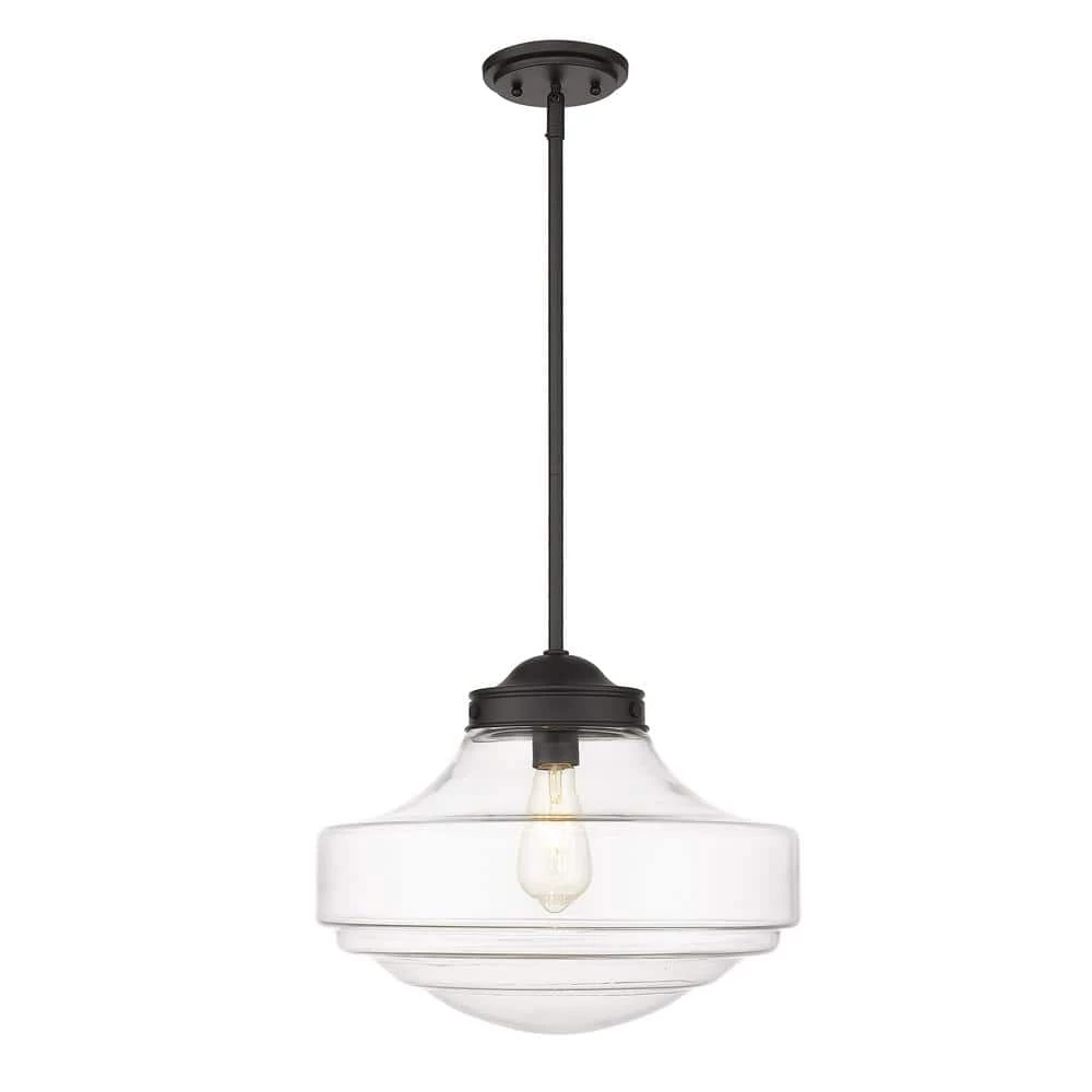 Ingalls 1-Light Matte Black Large Pendant with Glass Shade by Golden Lighting 4 Ingalls 1-Light Matte Black Large Pendant with Glass Shade by Golden Lighting - Image 2