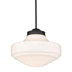 Ingalls 1-Light Matte Black Large Pendant with Glass Shade by Golden Lighting