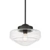 Ingalls 1-Light Matte Black Medium Pendant with Glass Shade by Golden Lighting