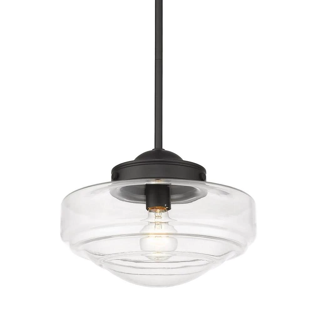 Ingalls 1-Light Matte Black Medium Pendant with Glass Shade by Golden Lighting 3 Ingalls 1-Light Matte Black Medium Pendant with Glass Shade by Golden Lighting