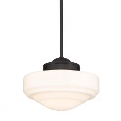 Ingalls 1-Light Matte Black Medium Pendant with Glass Shade by Golden Lighting