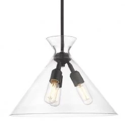 Malta 18.0 in. 3-Light Matte Black Pendant Light by Golden Lighting -Golden Lighting Shop matte black golden lighting chandeliers 0511 3p blk clr 1f 1000