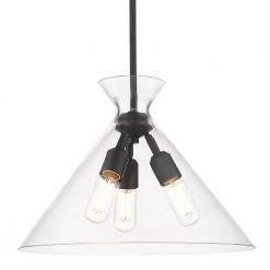 Malta 18.0 in. 3-Light Matte Black Pendant Light by Golden Lighting -Golden Lighting Shop matte black golden lighting chandeliers 0511 3p blk clr 4f 1000