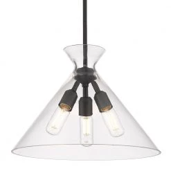 Malta 18.0 in. 3-Light Matte Black Pendant Light by Golden Lighting