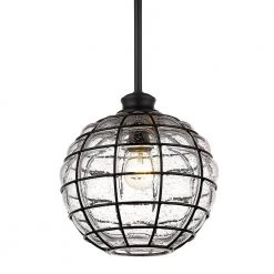 Powell 1-Light Matte Black Pendant by Golden Lighting