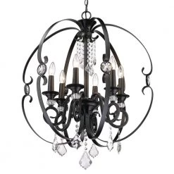 Ella 6-Light Matte Black Chandelier by Golden Lighting -Golden Lighting Shop matte black golden lighting chandeliers 1323 6 blk 4f 1000