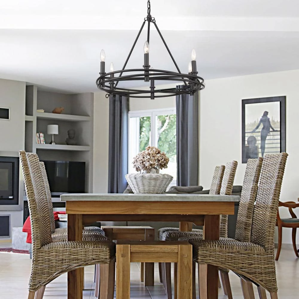 Weaver 6-Light Matte Black Candle Chandelier by Golden Lighting 8 Weaver 6-Light Matte Black Candle Chandelier by Golden Lighting - Image 6