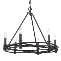 Weaver 6-Light Matte Black Candle Chandelier by Golden Lighting