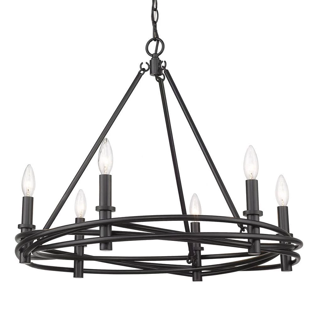 Weaver 6-Light Matte Black Candle Chandelier by Golden Lighting 3 Weaver 6-Light Matte Black Candle Chandelier by Golden Lighting