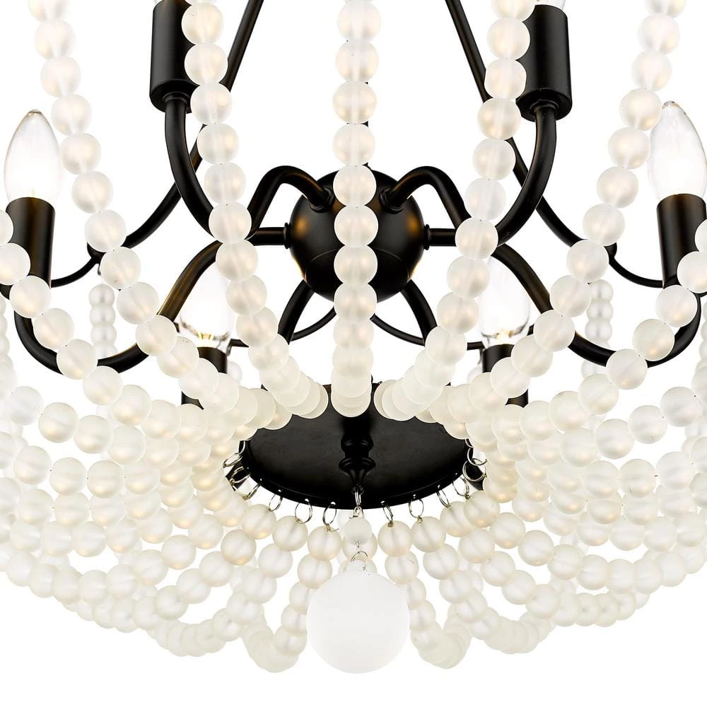 Tiara 6-Light Matte Black Pendant with Beaded Shade by Golden Lighting 7 Tiara 6-Light Matte Black Pendant with Beaded Shade by Golden Lighting - Image 5