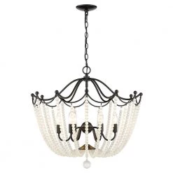 Tiara 6-Light Matte Black Pendant with Beaded Shade by Golden Lighting 10 Tiara 6-Light Matte Black Pendant with Beaded Shade by Golden Lighting -Golden Lighting Shop matte black golden lighting chandeliers 1888 6p blk fcb c3 1000