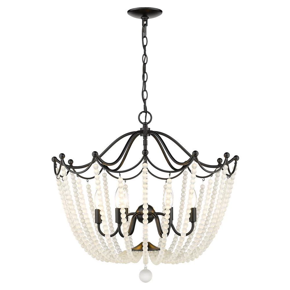 Tiara 6-Light Matte Black Pendant with Beaded Shade by Golden Lighting 5 Tiara 6-Light Matte Black Pendant with Beaded Shade by Golden Lighting - Image 3