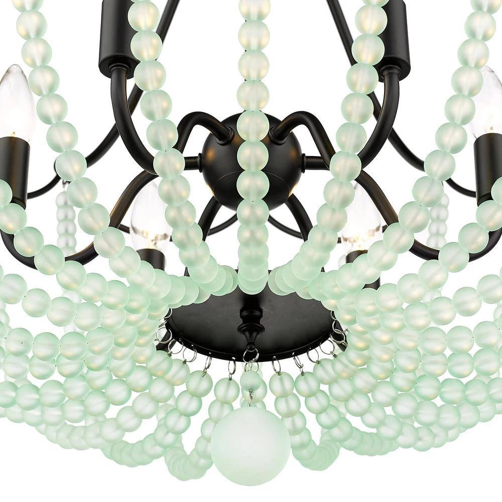 Tiara 6-Light Matte Black Pendant with Beaded Shade by Golden Lighting 7 Tiara 6-Light Matte Black Pendant with Beaded Shade by Golden Lighting - Image 5