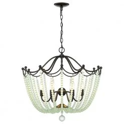 Tiara 6-Light Matte Black Pendant with Beaded Shade by Golden Lighting 10 Tiara 6-Light Matte Black Pendant with Beaded Shade by Golden Lighting -Golden Lighting Shop matte black golden lighting chandeliers 1888 6p blk scb c3 1000