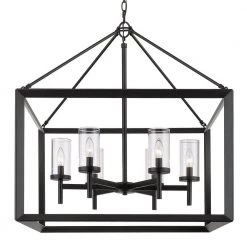 Smyth 6-Light Matte Black Chandelier with Glass Shade by Golden Lighting -Golden Lighting Shop matte black golden lighting chandeliers 2073 6 blk clr 1f 1000