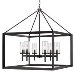 Smyth 6-Light Matte Black Chandelier with Glass Shade by Golden Lighting -Golden Lighting Shop matte black golden lighting chandeliers 2073 6 blk clr 4f 1000