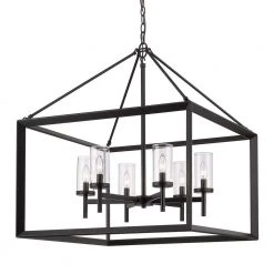 Smyth 6-Light Matte Black Chandelier with Glass Shade by Golden Lighting