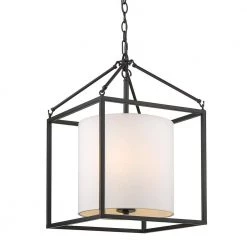 Manhattan 3-Light Pendant in Matte Black by Golden Lighting