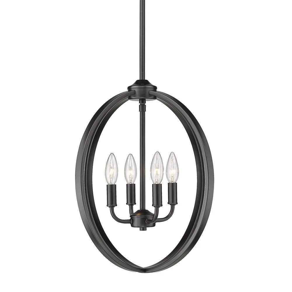 Colson 4-Light Matte Black Globe Chandelier by Golden Lighting 5 Colson 4-Light Matte Black Globe Chandelier by Golden Lighting - Image 3