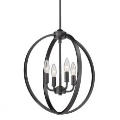 Colson 4-Light Matte Black Globe Chandelier by Golden Lighting