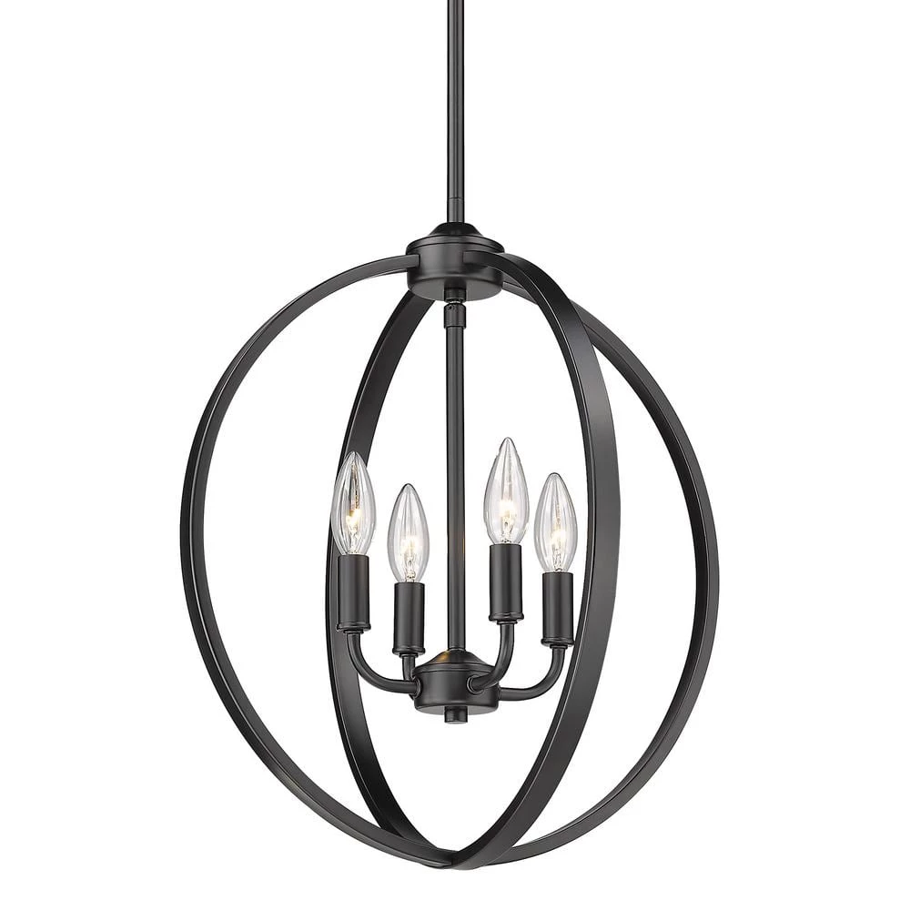 Colson 4-Light Matte Black Globe Chandelier by Golden Lighting 3 Colson 4-Light Matte Black Globe Chandelier by Golden Lighting