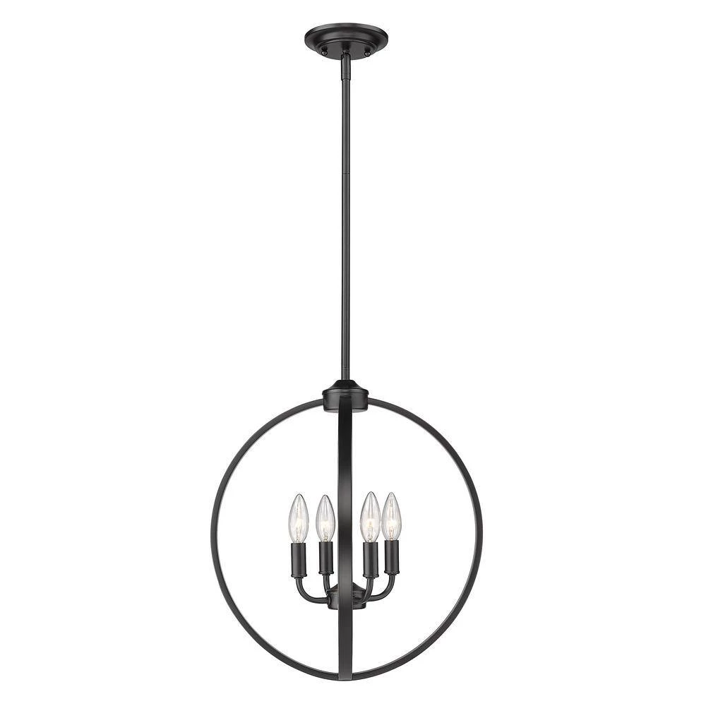Colson 4-Light Matte Black Globe Chandelier by Golden Lighting 4 Colson 4-Light Matte Black Globe Chandelier by Golden Lighting - Image 2
