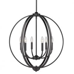 Colson 6-Light Matte Black Globe Chandelier by Golden Lighting -Golden Lighting Shop matte black golden lighting chandeliers 3167 6 blk 4f 1000
