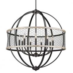 Roost 9-Light Matte Black Globe Chandelier by Golden Lighting