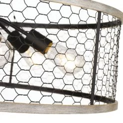 Bailey 6-Light Matte Black Drum Chandelier with Metal Chicken Wire Shade by Golden Lighting -Golden Lighting Shop matte black golden lighting chandeliers 3171 6 blk cw 1f 1000