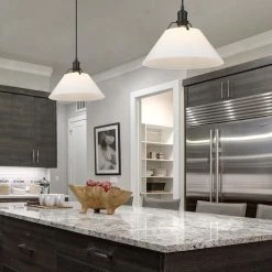 Orwell 1-Light Matte Black Standard Pendant Light with Opal Glass Shade by Golden Lighting -Golden Lighting Shop matte black golden lighting chandeliers 3306 l blk op 44 1000