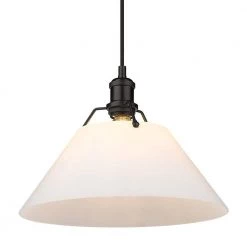 Orwell 1-Light Matte Black Standard Pendant Light with Opal Glass Shade by Golden Lighting -Golden Lighting Shop matte black golden lighting chandeliers 3306 l blk op 4f 1000