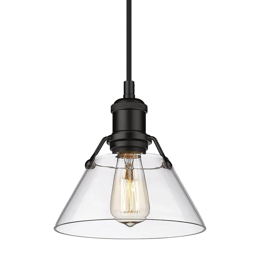 Orwell 7.5 in. 1-Light Pendant in Matte Black with Clear Glass Shade by Golden Lighting 6 Orwell 7.5 in. 1-Light Pendant in Matte Black with Clear Glass Shade by Golden Lighting - Image 4