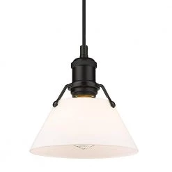 Orwell 7.5 in. 1-Light Pendant in Matte Black with Opal Glass Shade by Golden Lighting -Golden Lighting Shop matte black golden lighting chandeliers 3306 s blk op 1f 1000