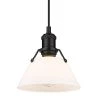 Orwell 7.5 in. 1-Light Pendant in Matte Black with Opal Glass Shade by Golden Lighting 2 Orwell 7.5 in. 1-Light Pendant in Matte Black with Opal Glass Shade by Golden Lighting -Golden Lighting Shop matte black golden lighting chandeliers 3306 s blk op 64 1000