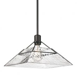 Kepler 1-Light Matte Black Standard Pendant Light with Water Glass Shade by Golden Lighting -Golden Lighting Shop matte black golden lighting chandeliers 3308 m blk wtg 1f 1000