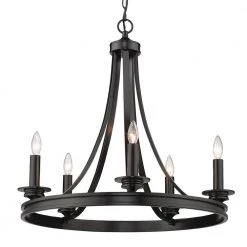 Saldano 5-Light Matte Black Chandelier by Golden Lighting -Golden Lighting Shop matte black golden lighting chandeliers 3863 5 blk 1f 1000