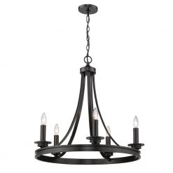 Saldano 5-Light Matte Black Chandelier by Golden Lighting -Golden Lighting Shop matte black golden lighting chandeliers 3863 5 blk 4f 1000