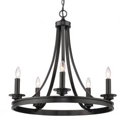 Saldano 5-Light Matte Black Chandelier by Golden Lighting