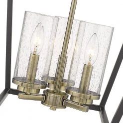 Mercer 3-Light Pendant in Matte Black with Aged Brass Accents and Seeded Glass by Golden Lighting 10 Mercer 3-Light Pendant in Matte Black with Aged Brass Accents and Seeded Glass by Golden Lighting -Golden Lighting Shop matte black golden lighting chandeliers 4309 3p blk ab sd 1f 1000