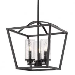 Mercer 3-Light Pendant in Matte Black with Matte Black Accents and Seeded Glass by Golden Lighting 8 Mercer 3-Light Pendant in Matte Black with Matte Black Accents and Seeded Glass by Golden Lighting -Golden Lighting Shop matte black golden lighting chandeliers 4309 3p blk blk sd 4f 1000