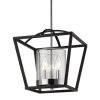 Mercer 3-Light Mini Chandelier in Matte Black with Chrome Accents and Seeded Glass by Golden Lighting 1 Mercer 3-Light Mini Chandelier in Matte Black with Chrome Accents and Seeded Glass by Golden Lighting -Golden Lighting Shop matte black golden lighting chandeliers 4309 m3 blk sd 64 1000