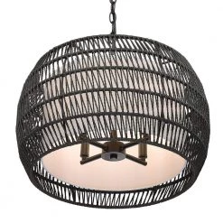 Everly 4-Light Matte Black Basket Pendant Light with Black Rattan Shade by Golden Lighting 10 Everly 4-Light Matte Black Basket Pendant Light with Black Rattan Shade by Golden Lighting -Golden Lighting Shop matte black golden lighting chandeliers 6805 4 blk mbr 1f 1000