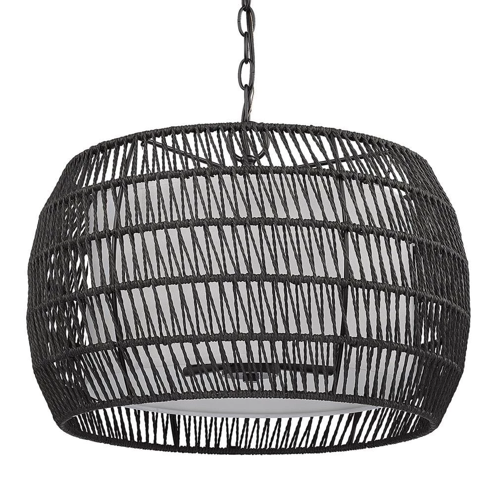 Everly 4-Light Matte Black Basket Pendant Light with Black Rattan Shade by Golden Lighting 5 Everly 4-Light Matte Black Basket Pendant Light with Black Rattan Shade by Golden Lighting - Image 3