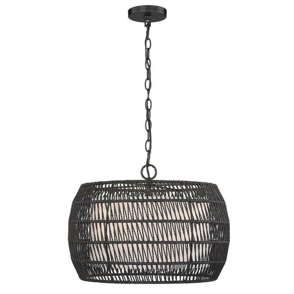 Everly 4-Light Matte Black Basket Pendant Light with Black Rattan Shade by Golden Lighting 4 Everly 4-Light Matte Black Basket Pendant Light with Black Rattan Shade by Golden Lighting - Image 2