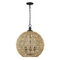 Florence 3-Light Matte Black Globe Pendant with Natural Raphia Rope Shade by Golden Lighting 8 Florence 3-Light Matte Black Globe Pendant with Natural Raphia Rope Shade by Golden Lighting -Golden Lighting Shop matte black golden lighting chandeliers 6933 3p blk nr c3 1000