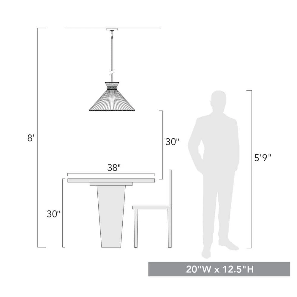 Avon 3-Light Matte Black Pendant with Bleached Raphia Shade by Golden Lighting 8 Avon 3-Light Matte Black Pendant with Bleached Raphia Shade by Golden Lighting - Image 6