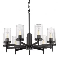 Winslett 9-Light Matte Black Wagon Wheel Chandelier by Golden Lighting 10 Winslett 9-Light Matte Black Wagon Wheel Chandelier by Golden Lighting -Golden Lighting Shop matte black golden lighting chandeliers 7011 9 blk clr 4f 1000
